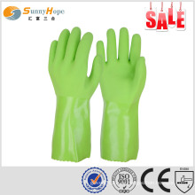 Sunnyhope rote interlock pvc beschichtete handschuhe für die Behandlung von Säuren
